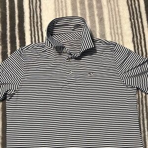 Navy and White Striped vineyard vines, performance Polo Shirt